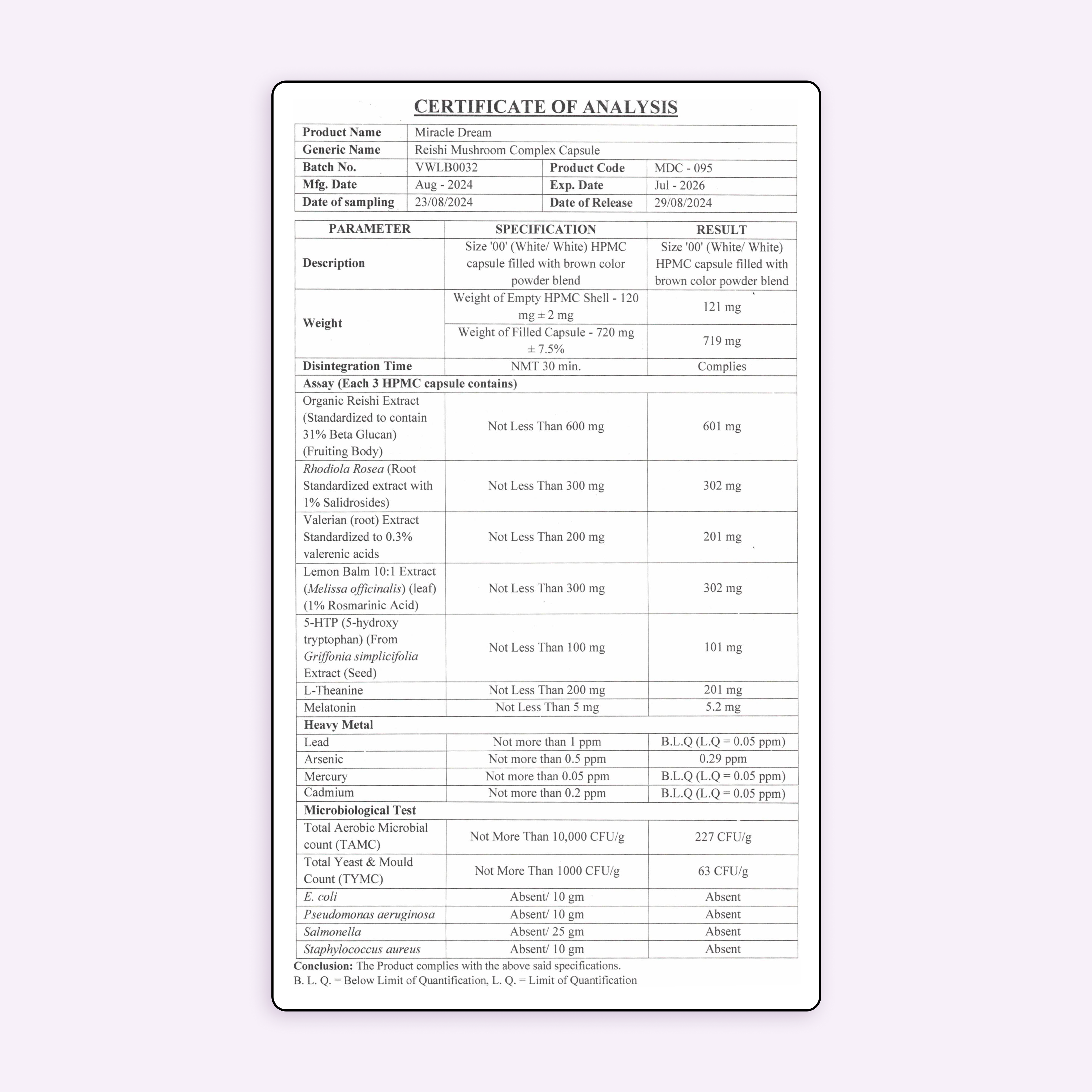 Miracle Dream (Reishi for Deep, Calm Sleep)
