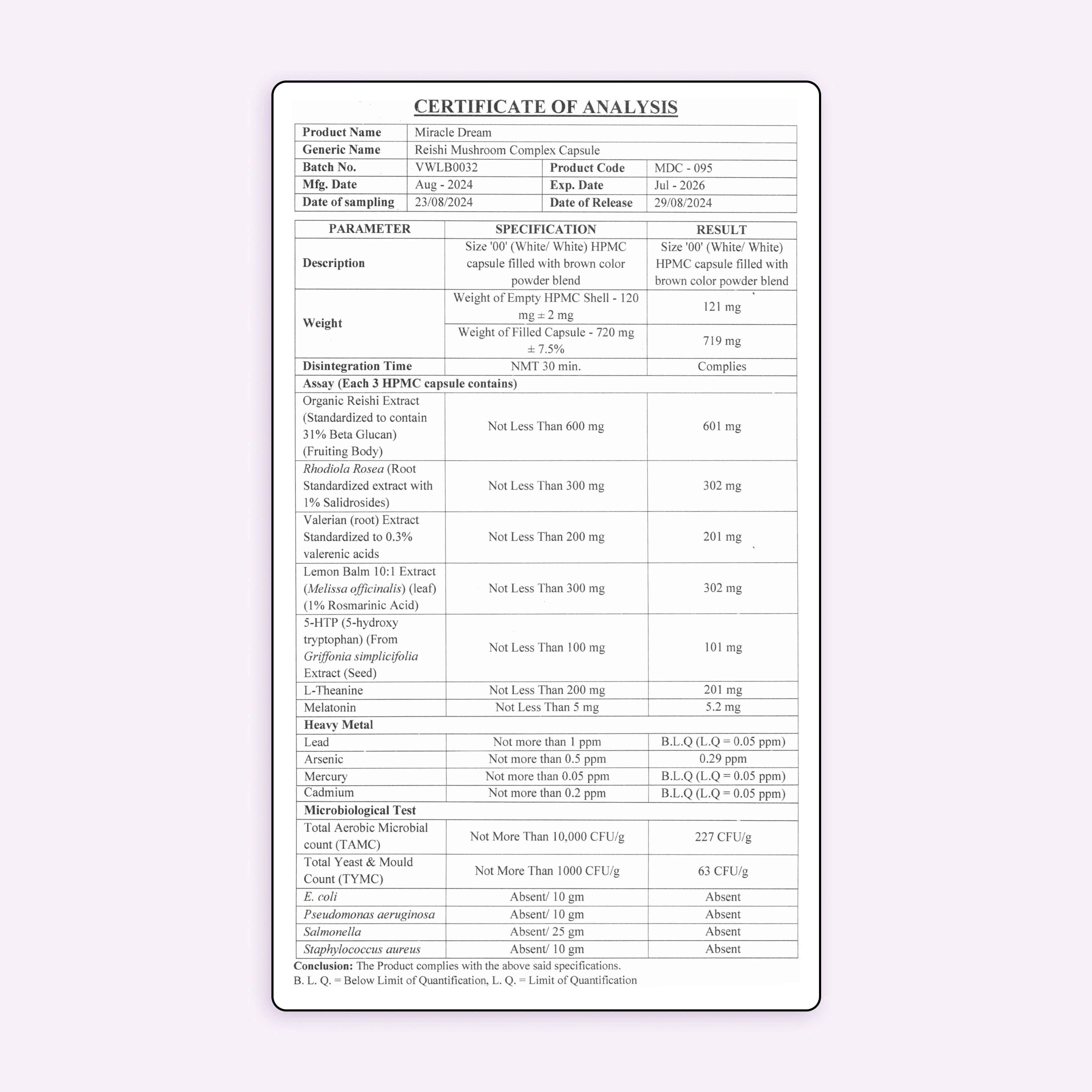 Miracle Dream (Reishi pour un sommeil profond et apaisé)