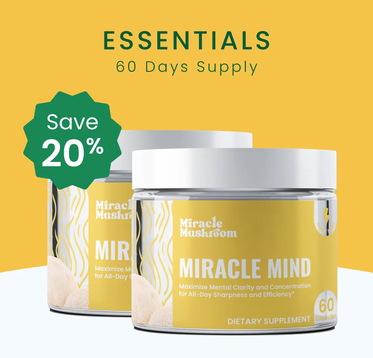 Miracle Mind (Lion's Mane for Cognitive Boost) - Buy 2 Mind get 5%